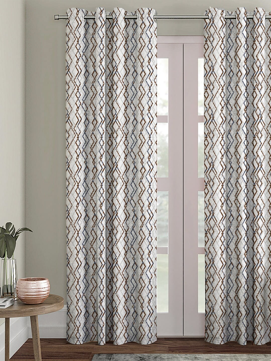 

HOUZZCODE Unisex Multi Printed Curtains, Grey