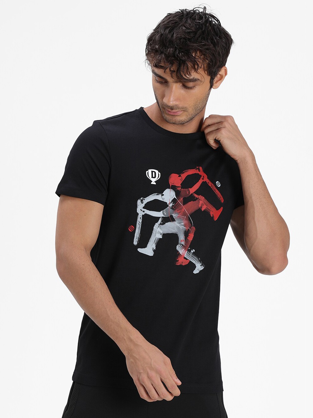 

PUMA x Dream11 Men Black Printed Round Neck Cotton T-shirt