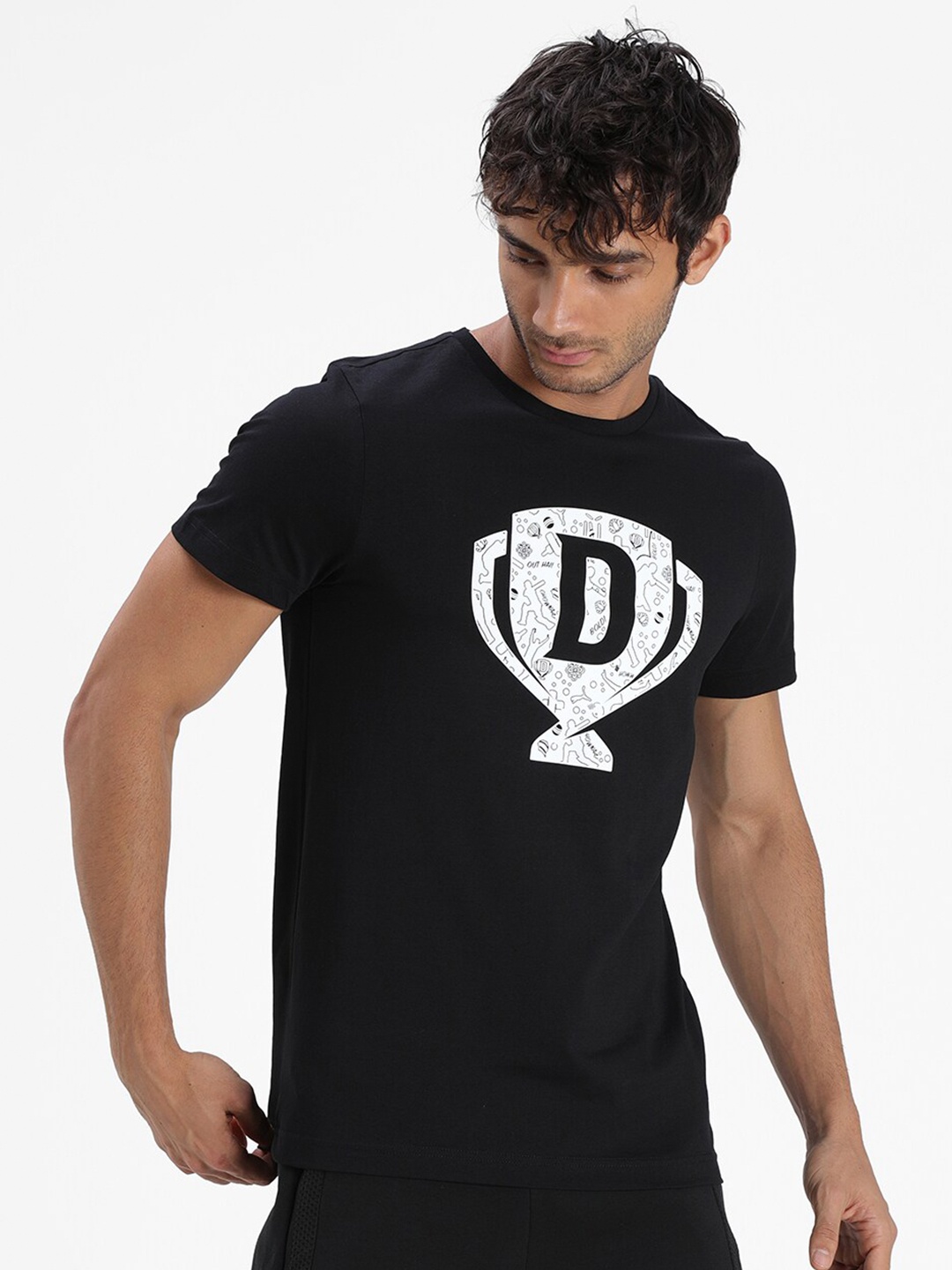

Puma Men Black Printed D11xPUMA Cup Round Neck Cotton T-shirt