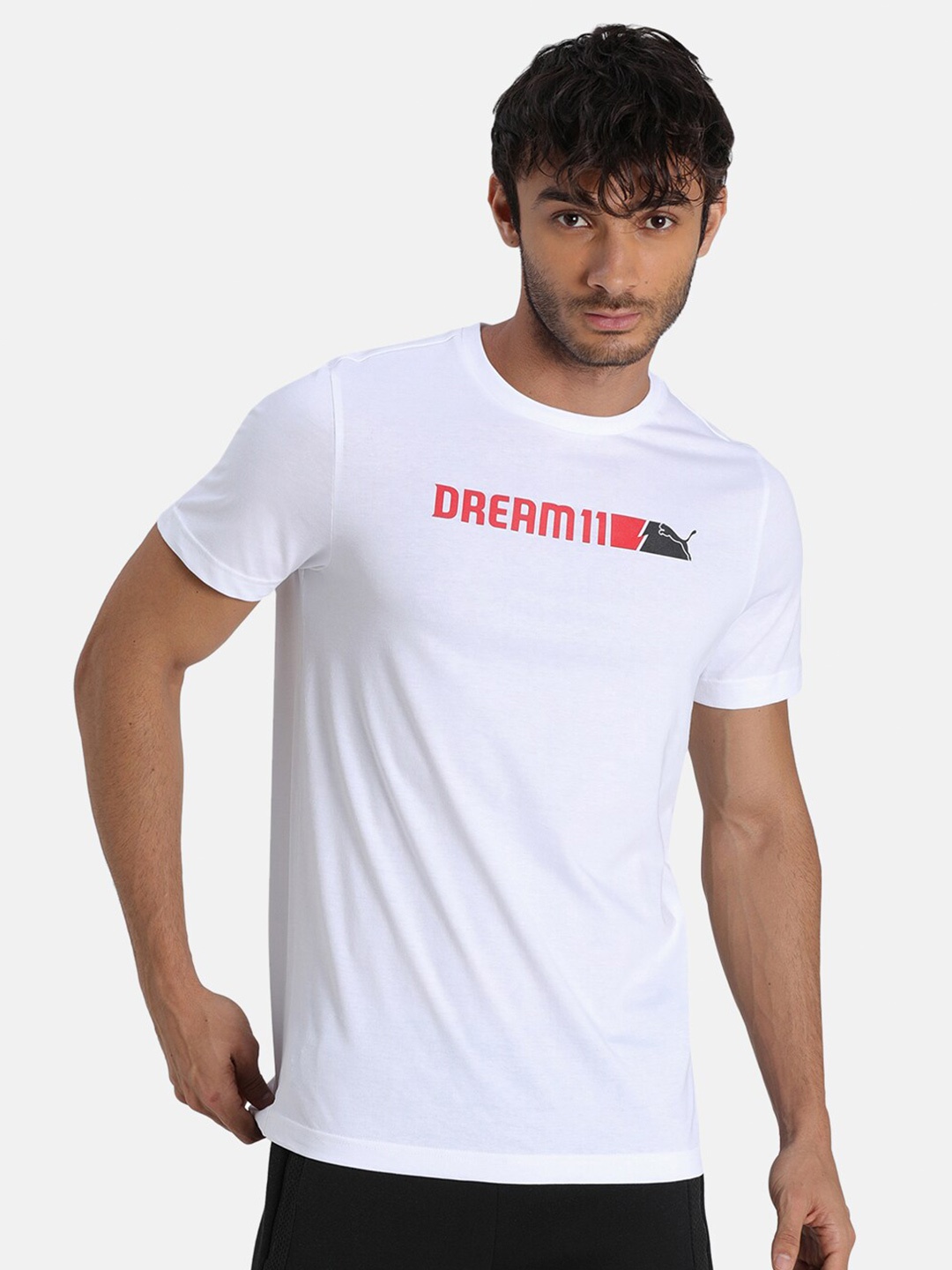 

Puma Men White Solid D11xPUMA Logo Tee II Round Neck Cotton Slim Fit T-shirt