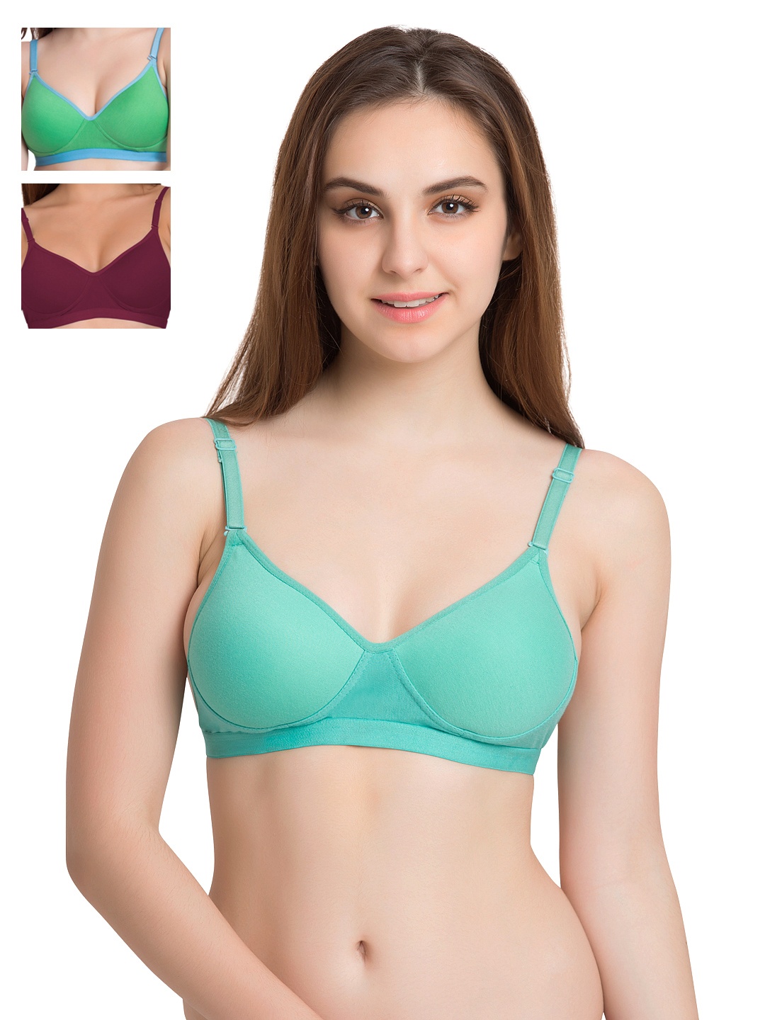 

Tweens Pack of 3 Medium-Coverage T-shirt Bras 1313, Sea green