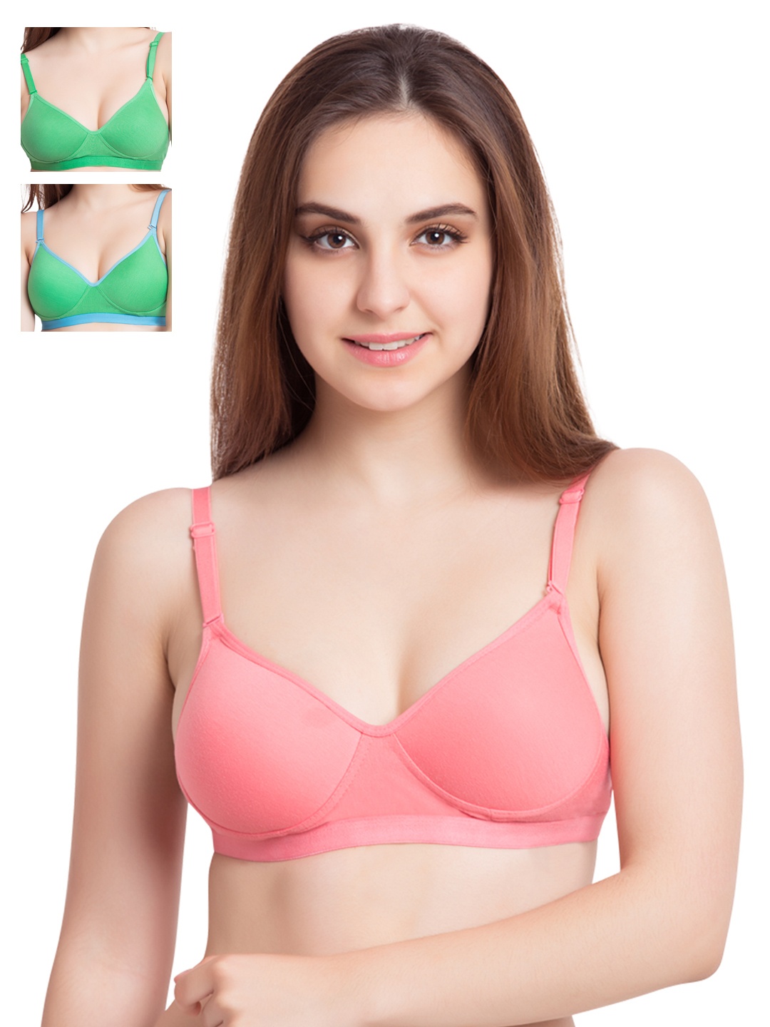 

Tweens Pack of 3 Medium-Coverage T-shirt Bras 1313, Coral