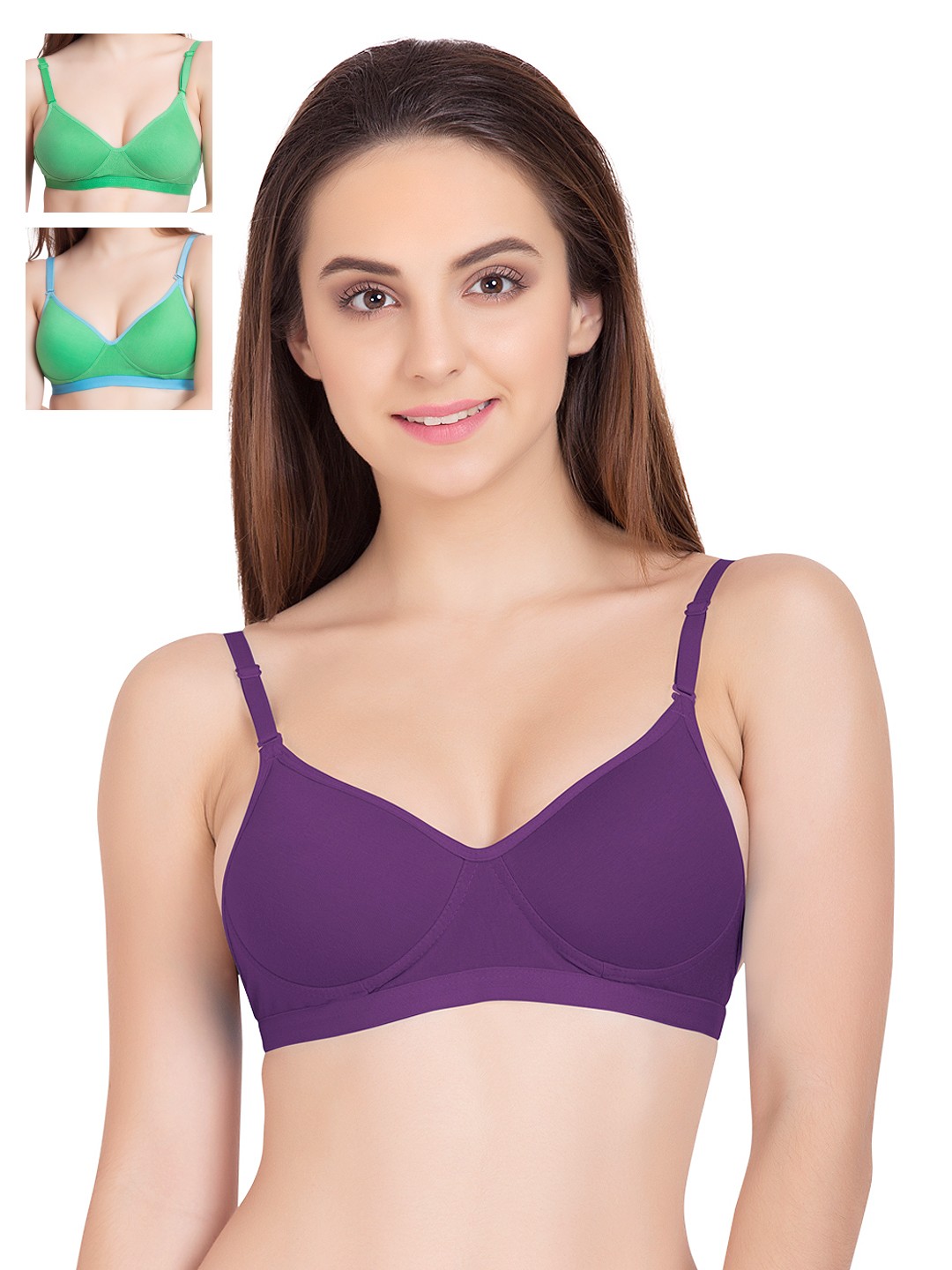 

Tweens Pack of 3 Medium-Coverage T-shirt Bras 1313, Green