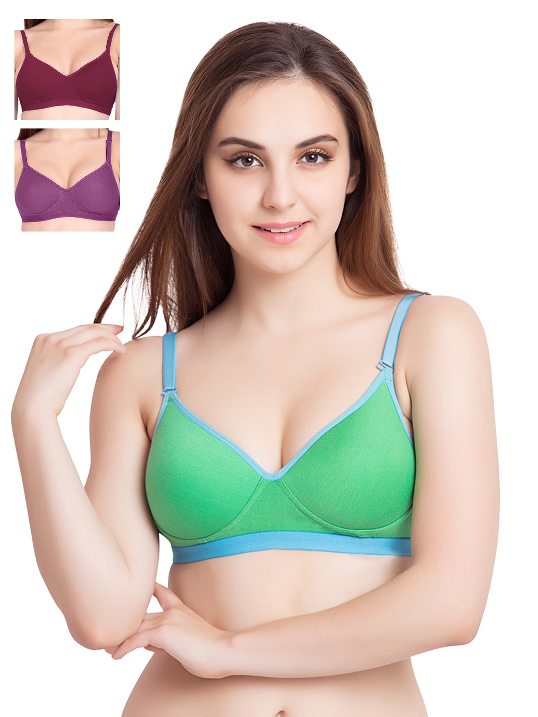 

Tweens Pack of 3 Medium-Coverage T-shirt Bras 1313, Green