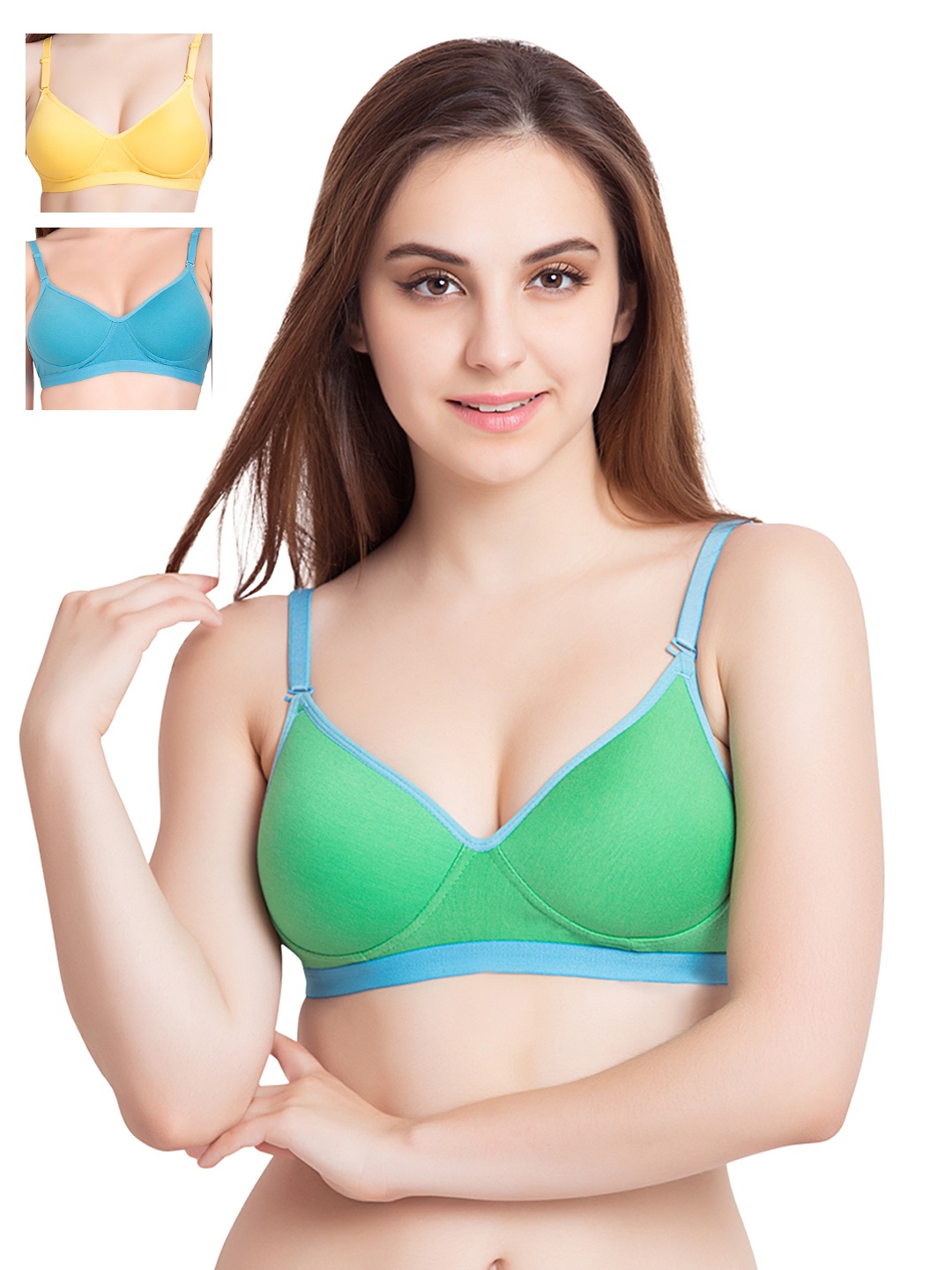 

Tweens Pack of 3 Medium-Coverage T-shirt Bras 1313, Green