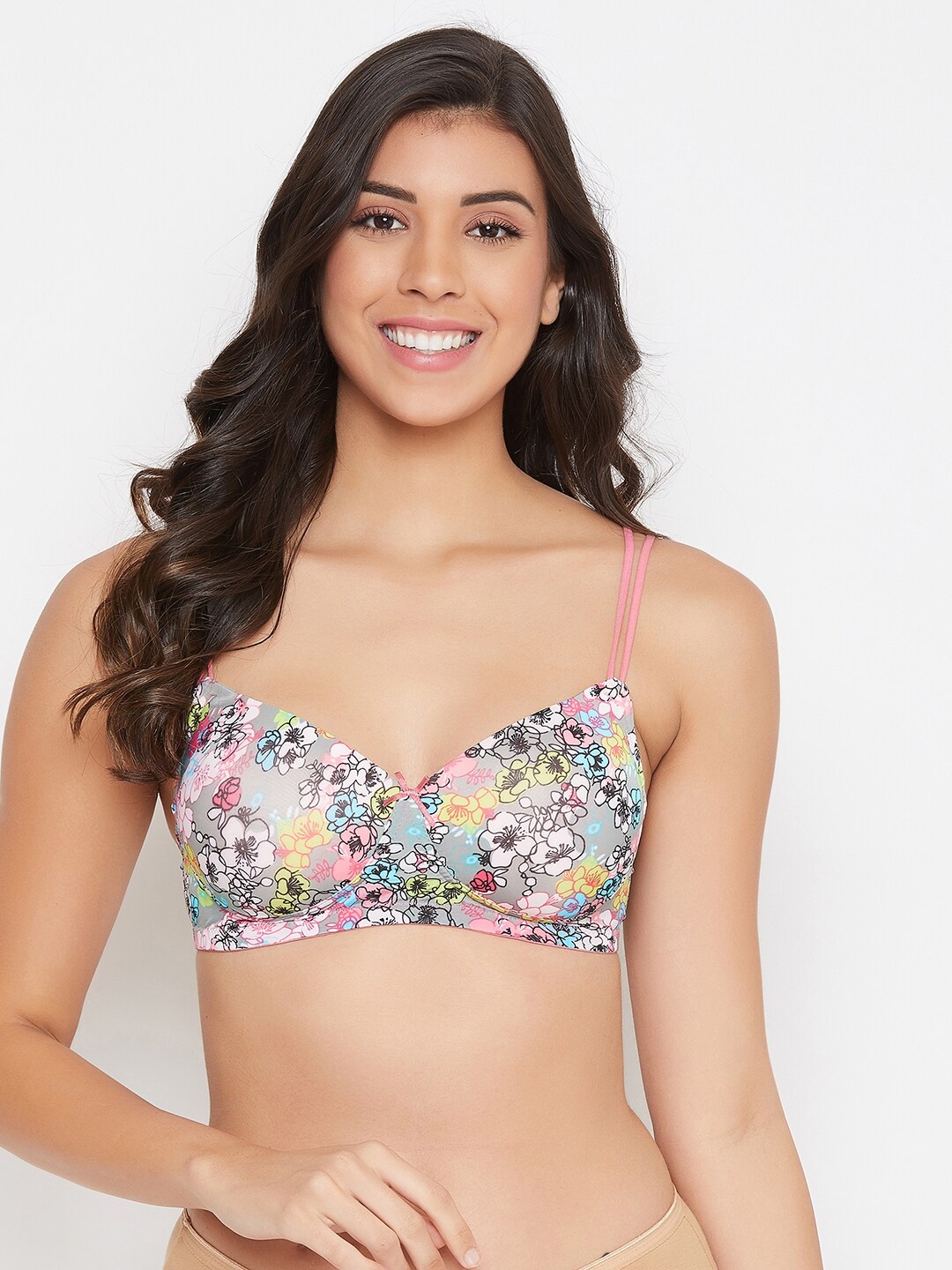

Clovia Women Grey Printed T-shirt Bra - BR1067M1932E