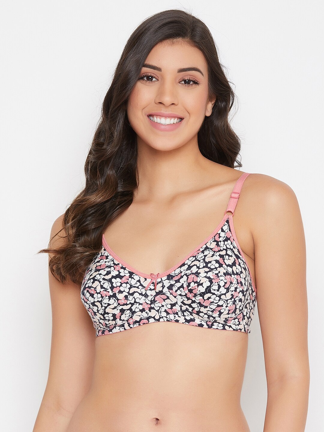 

Clovia Women Black Printed Non-Wired Full Cup Floral Print Bra - BR0227Z1432B