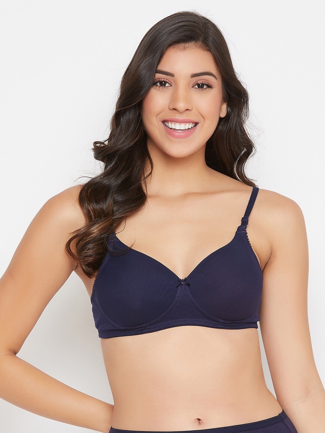 

Clovia Women Blue Solid Padded Non-Wired Full Cup Multiway T-shirt Bra - BR2224P0832E, Navy blue