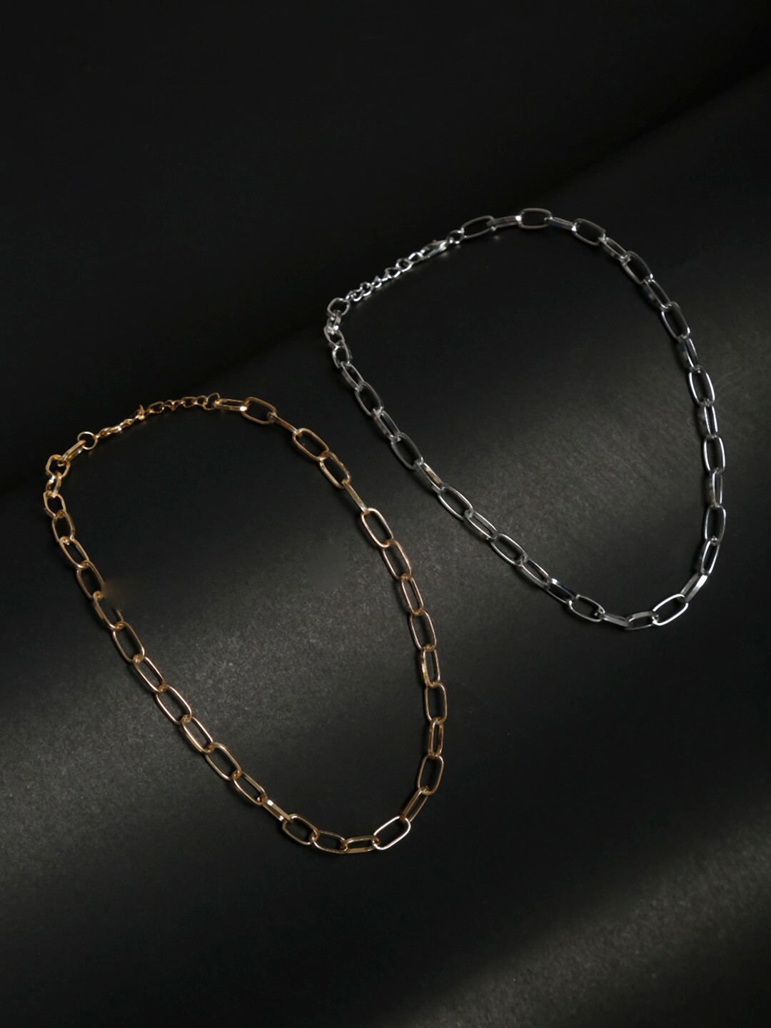 

YouBella Women Set of 2 Gold-Toned & Silver-Toned Alloy Gold-Plated Layered Chain