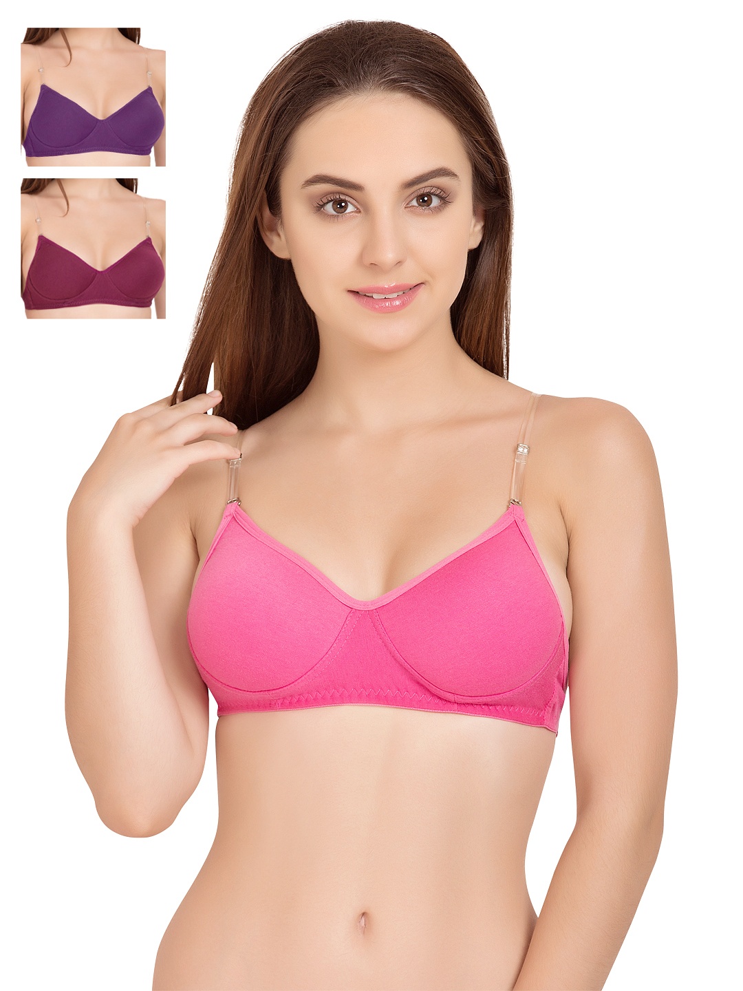 

Tweens Pack of 3 Medium-Coverage T-shirt Bras 1315, Pink