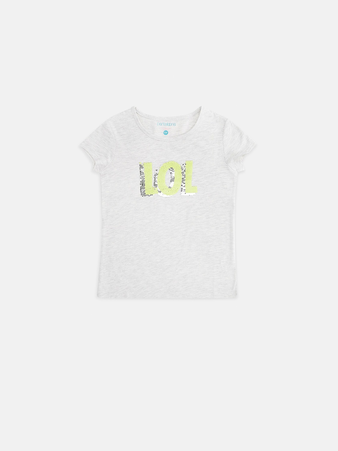 

Pantaloons Junior Girls Grey Melange Printed Round Neck T-shirt
