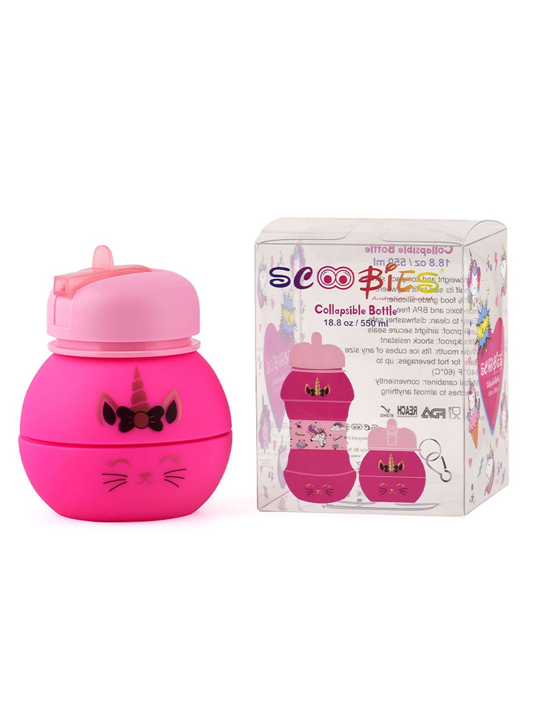 

SCOOBIES Kids Pink & Blue Bling Unicorn Printed Bottle