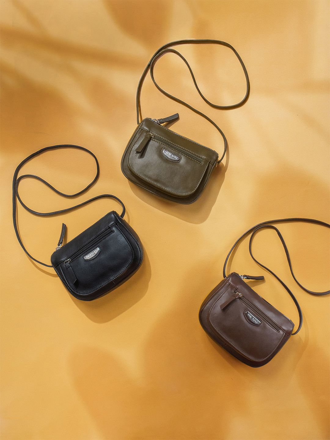 

MAI SOLI Women Coffee Brown Solid Leather Sling Bag