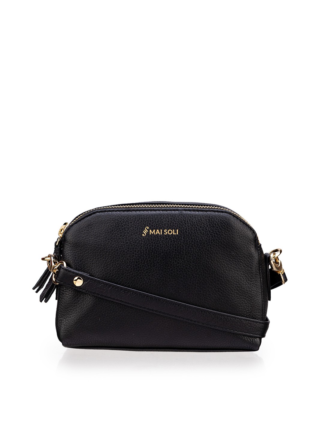 

MAI SOLI Women Black Solid Leather Sling Bag