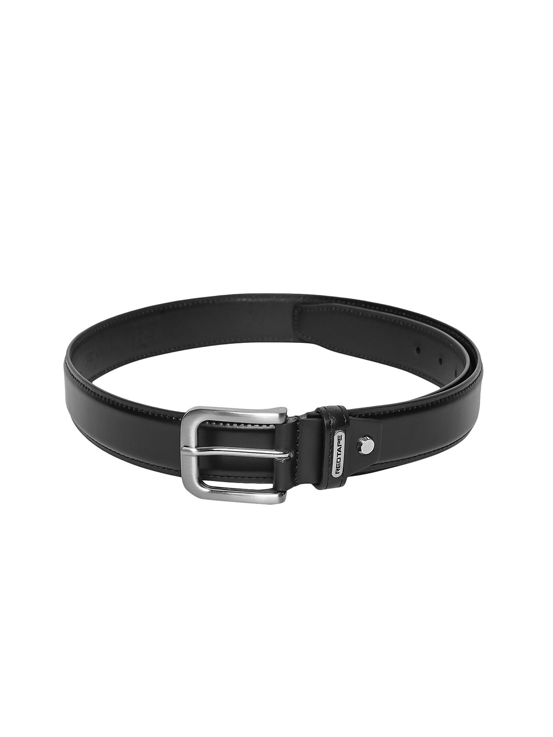 

Red Tape Men Black Solid Leather Belt