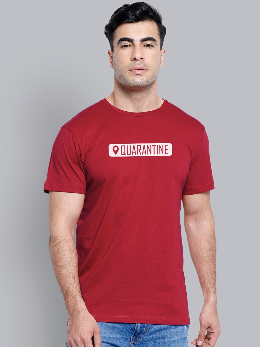 

Free Authority Men Red Solid Round Neck Pure Cotton Pure Cotton T-shirt