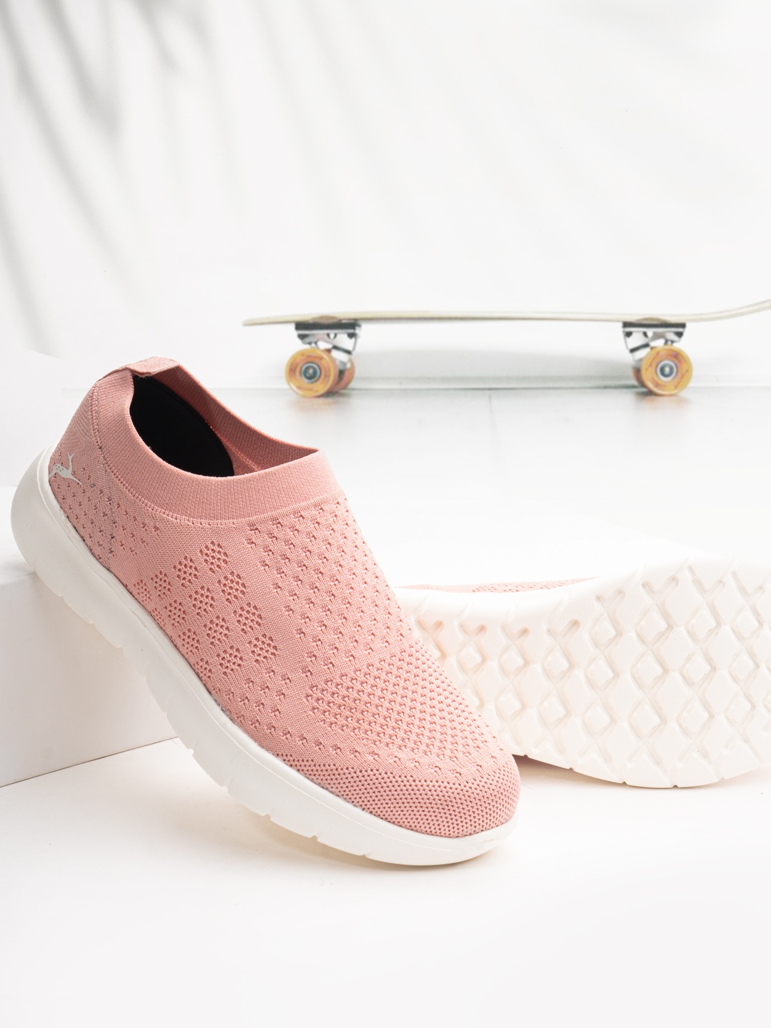 

Marc Loire Women Woven Design Slip-On Sneakers Casual Shoes, Peach