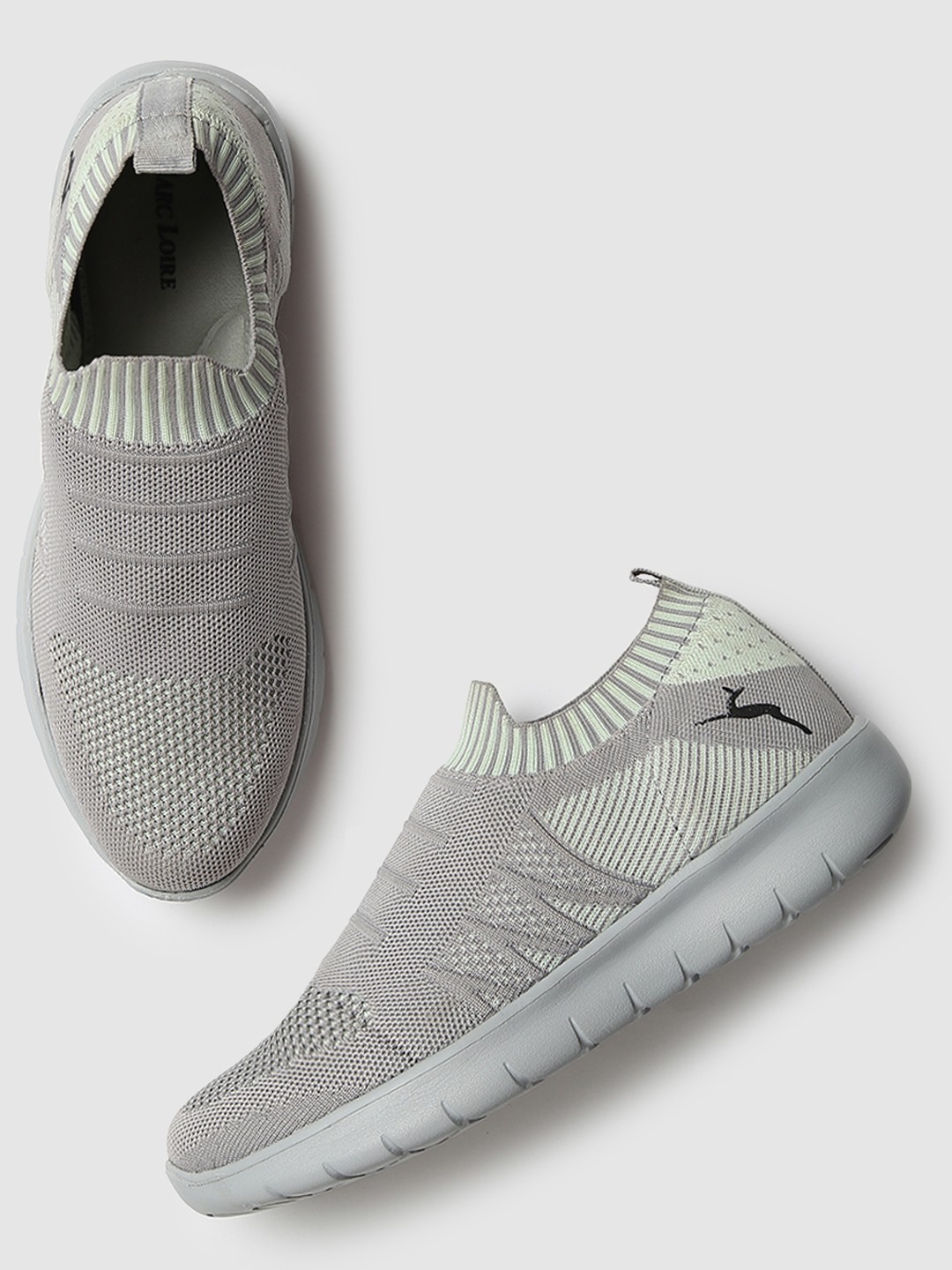 

Marc Loire Women Green & Grey Woven Design Slip-On Sneakers