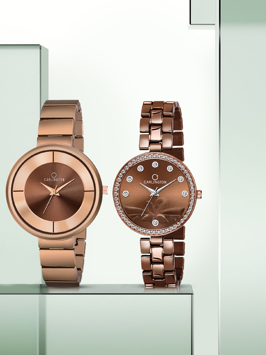 

CARLINGTON Women Brown & Gold-Toned Analogue Watch Combo