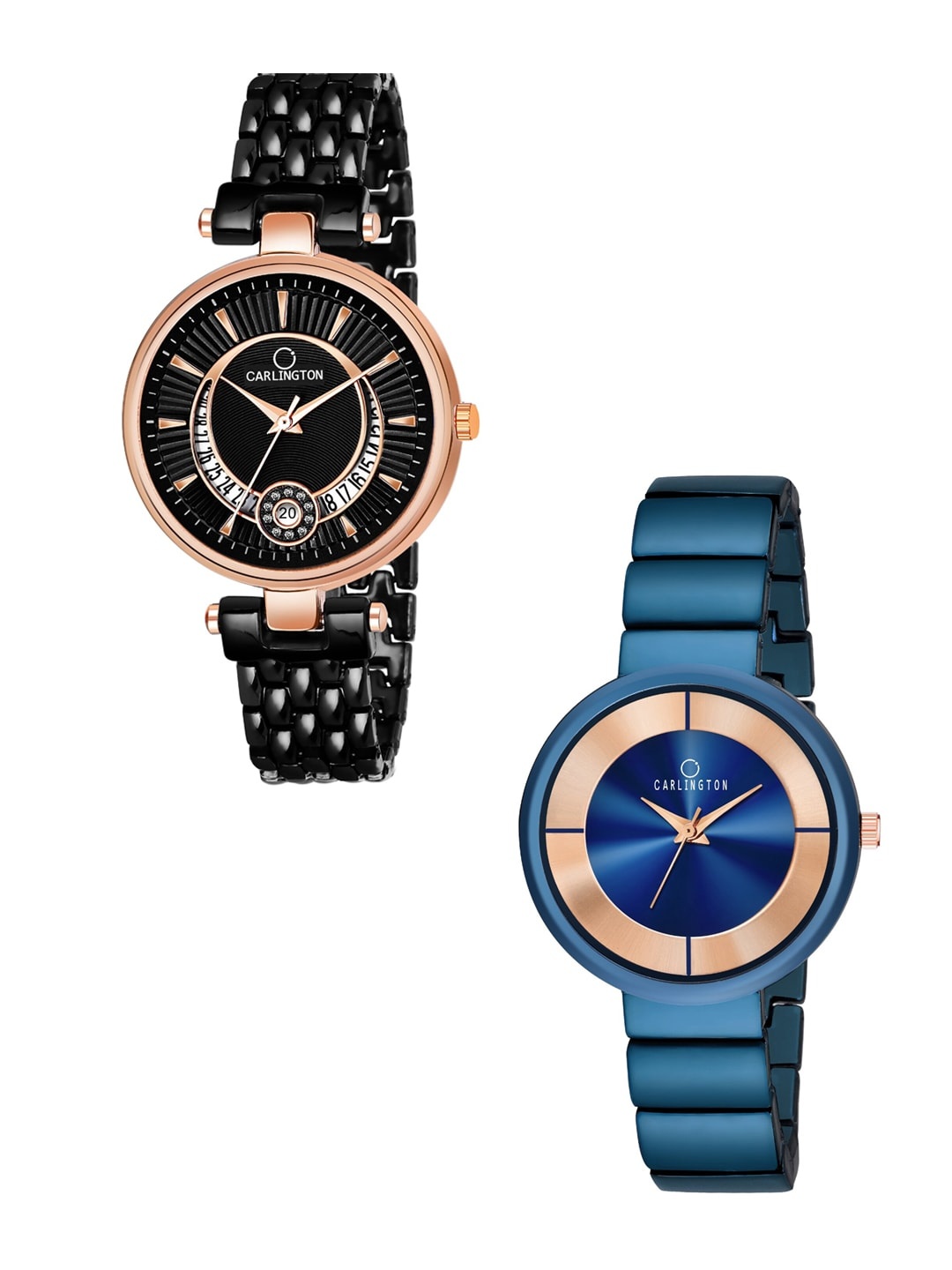 

CARLINGTON Women Set of 2 Black & Blue Analogue Watches