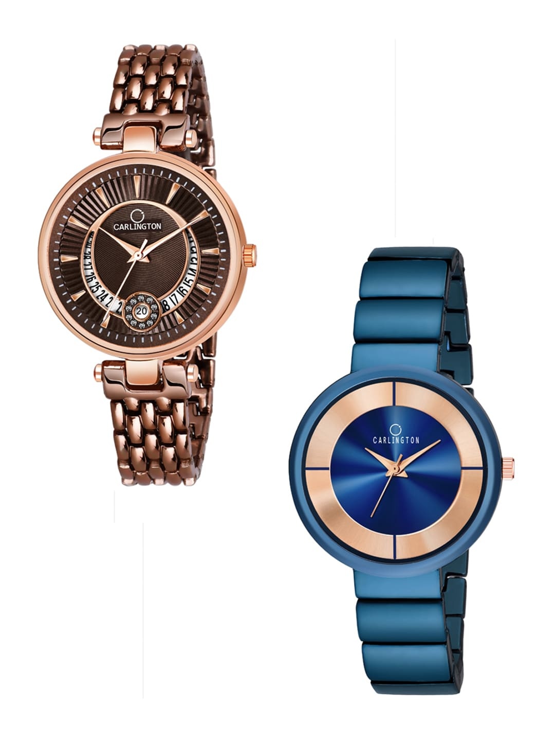 

CARLINGTON Women Brown & Blue Analogue Watch Combo