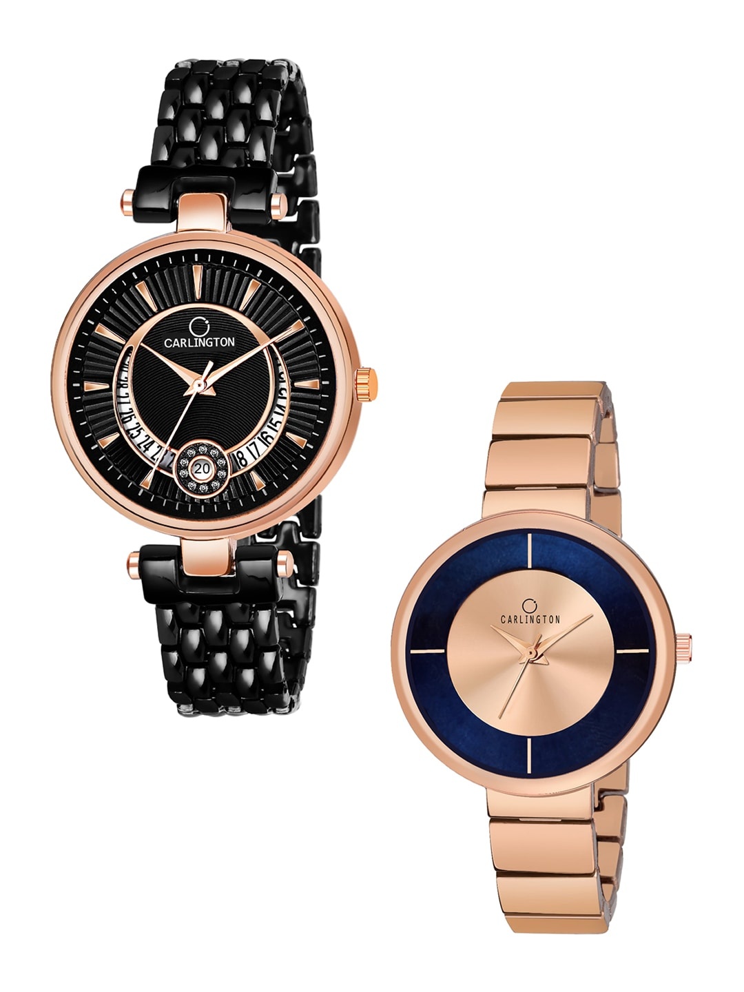 

CARLINGTON Women Set Of 2 Analogue Watches, Black