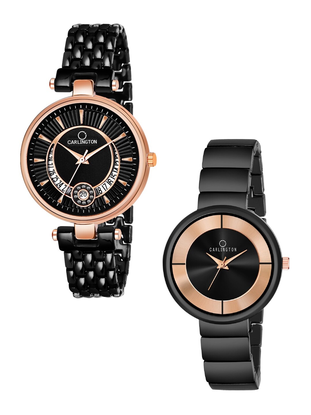 

CARLINGTON Women Set of 2 Black Analogue Watches