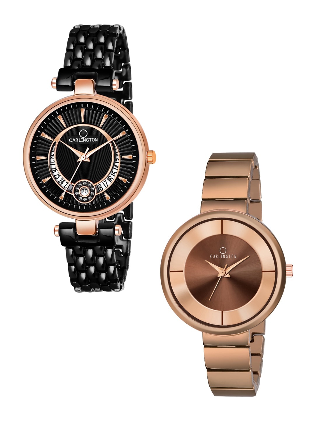 

CARLINGTON Women Black & Gold-Toned Analogue Watch Combo