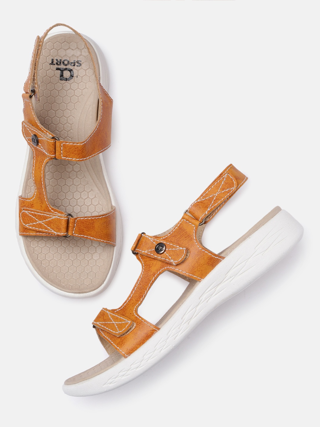 

Carlton London sports Women Tan Brown Solid Open Toe Flats
