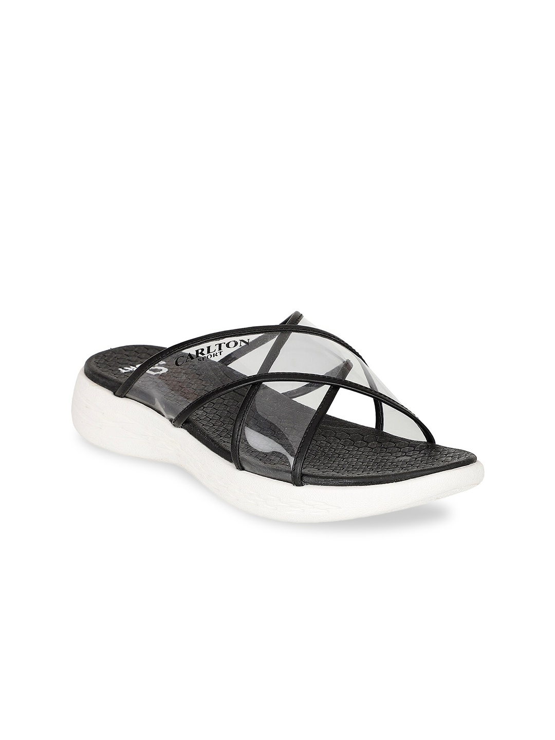 

Carlton London sports Women Black & White Solid Sliders