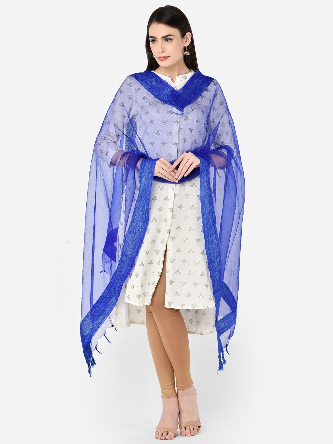 

Dupatta Bazaar Blue Solid Organza Dupatta