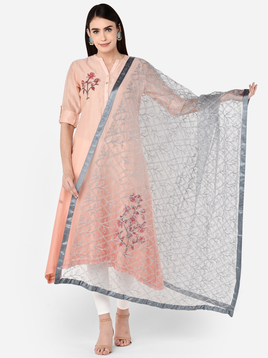 

Dupatta Bazaar Grey Embroidered Dupatta