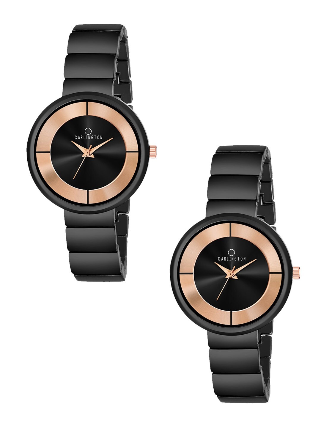 

CARLINGTON Women Set of 2 Black Analogue Watches