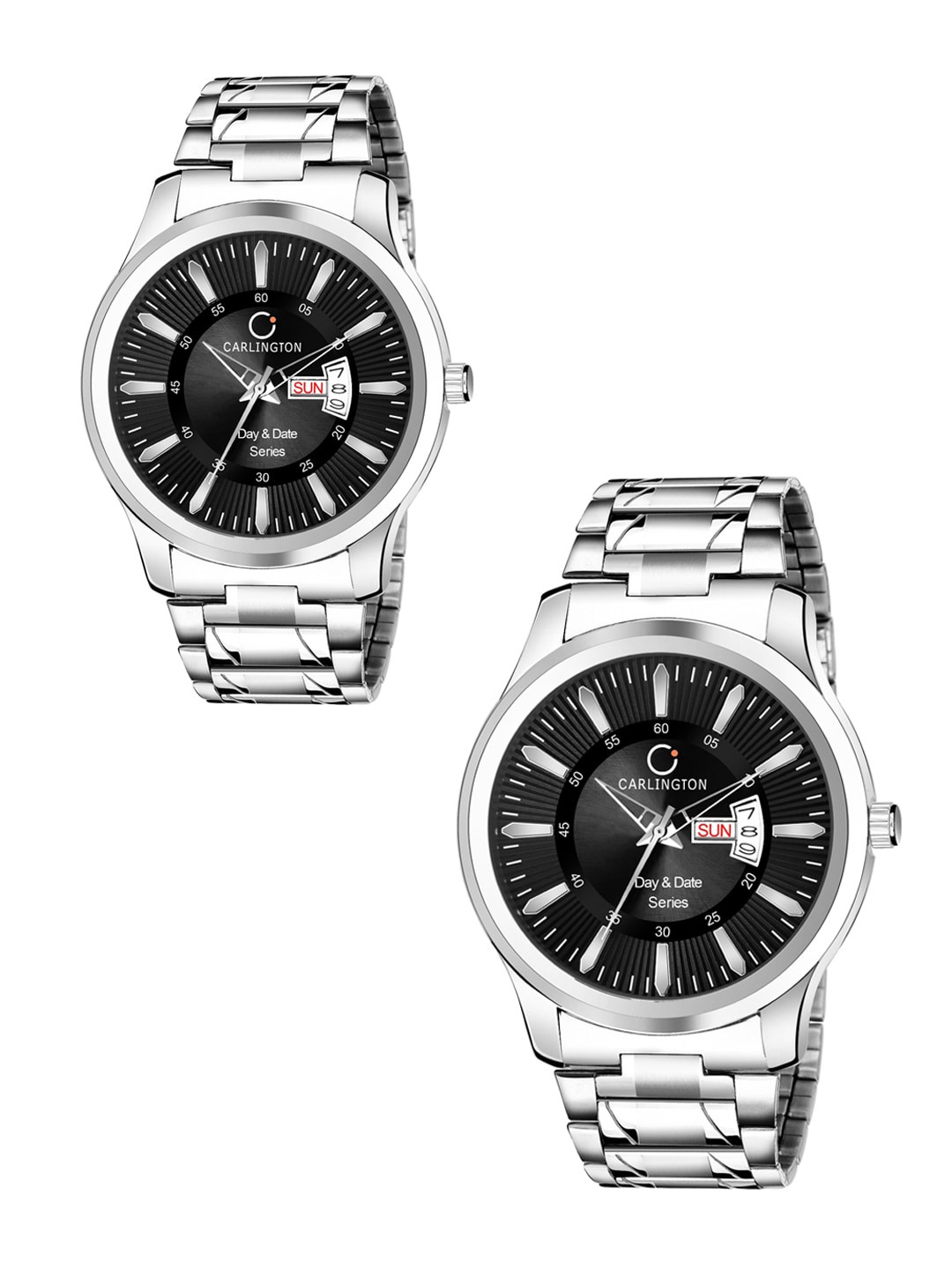 

CARLINGTON Men Black & Steel Analogue Watch Combo
