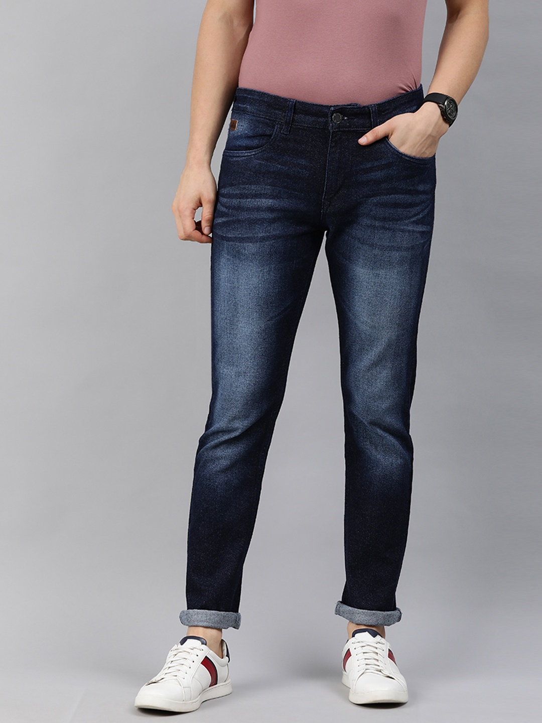 

WROGN Men Blue Slim Fit Heavy Fade Stretchable Jeans