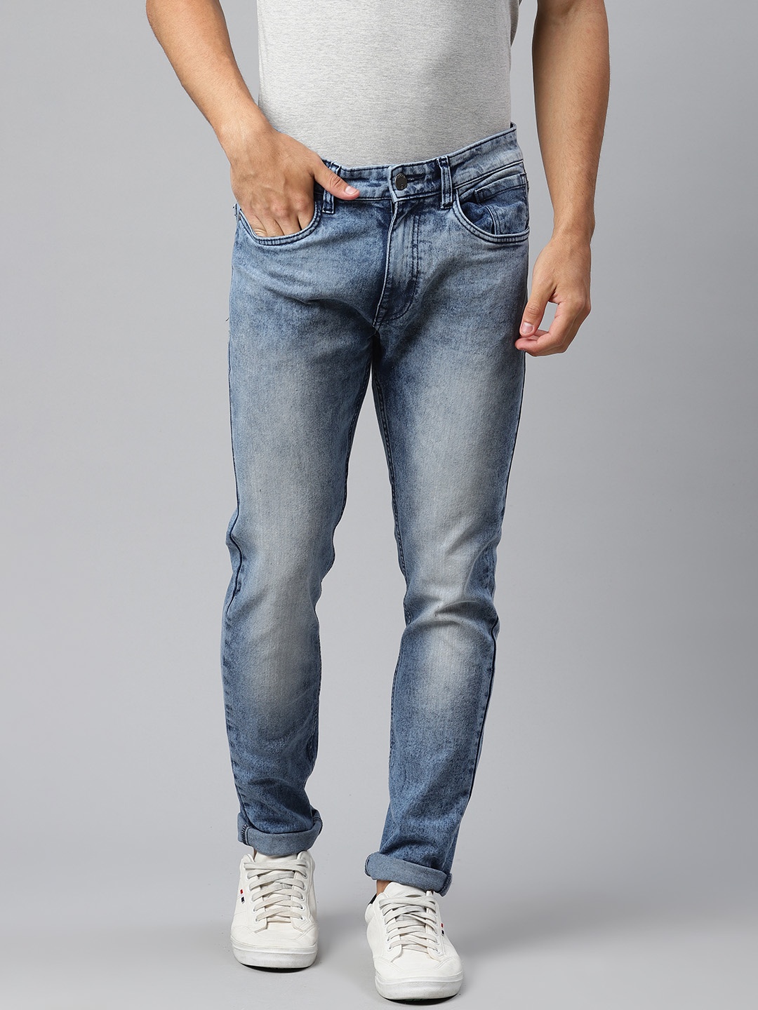 

WROGN Men Blue Slim Fit Light Fade Stretchable Jeans