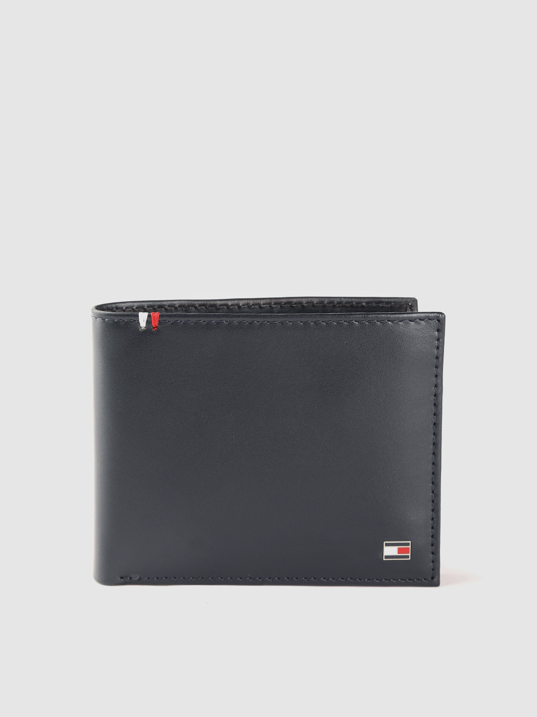 

Tommy Hilfiger Men Navy Blue Solid Leather Two Fold Wallet