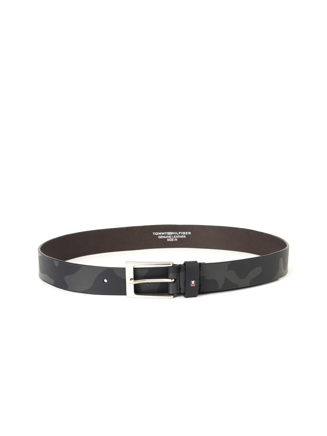 

Tommy Hilfiger Men Black & Olive Green Printed Leather Belt