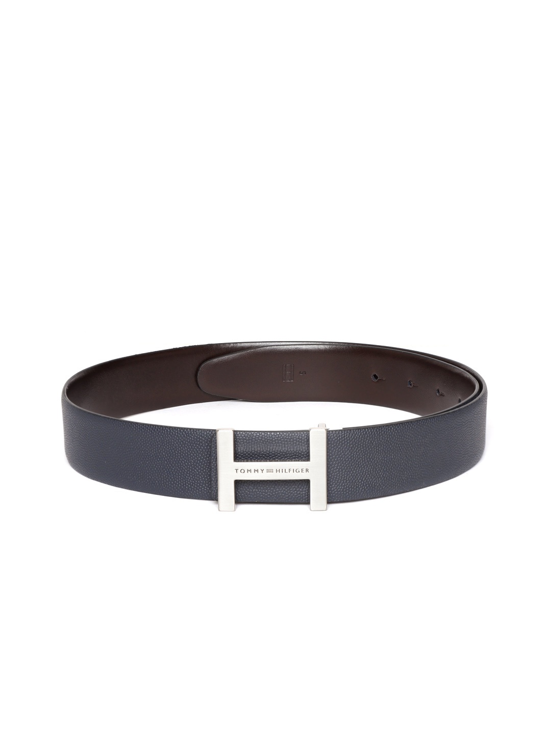

Tommy Hilfiger Men Navy Blue & Coffee Brown Textured Reversible Leather Belt