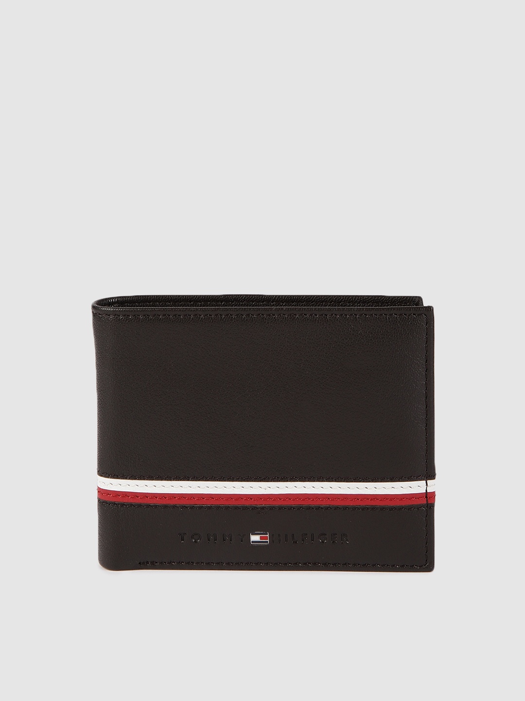 

Tommy Hilfiger Men Brown Solid Applique Leather Two Fold Wallet