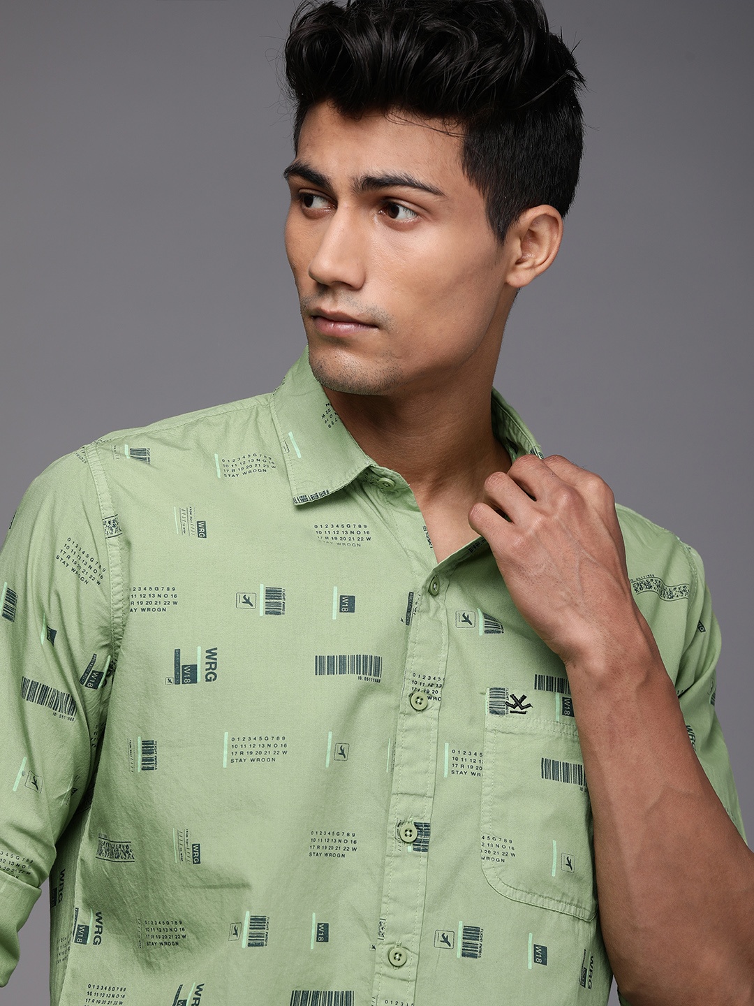 

WROGN Men Green Slim Fit Printed Casual Shirt