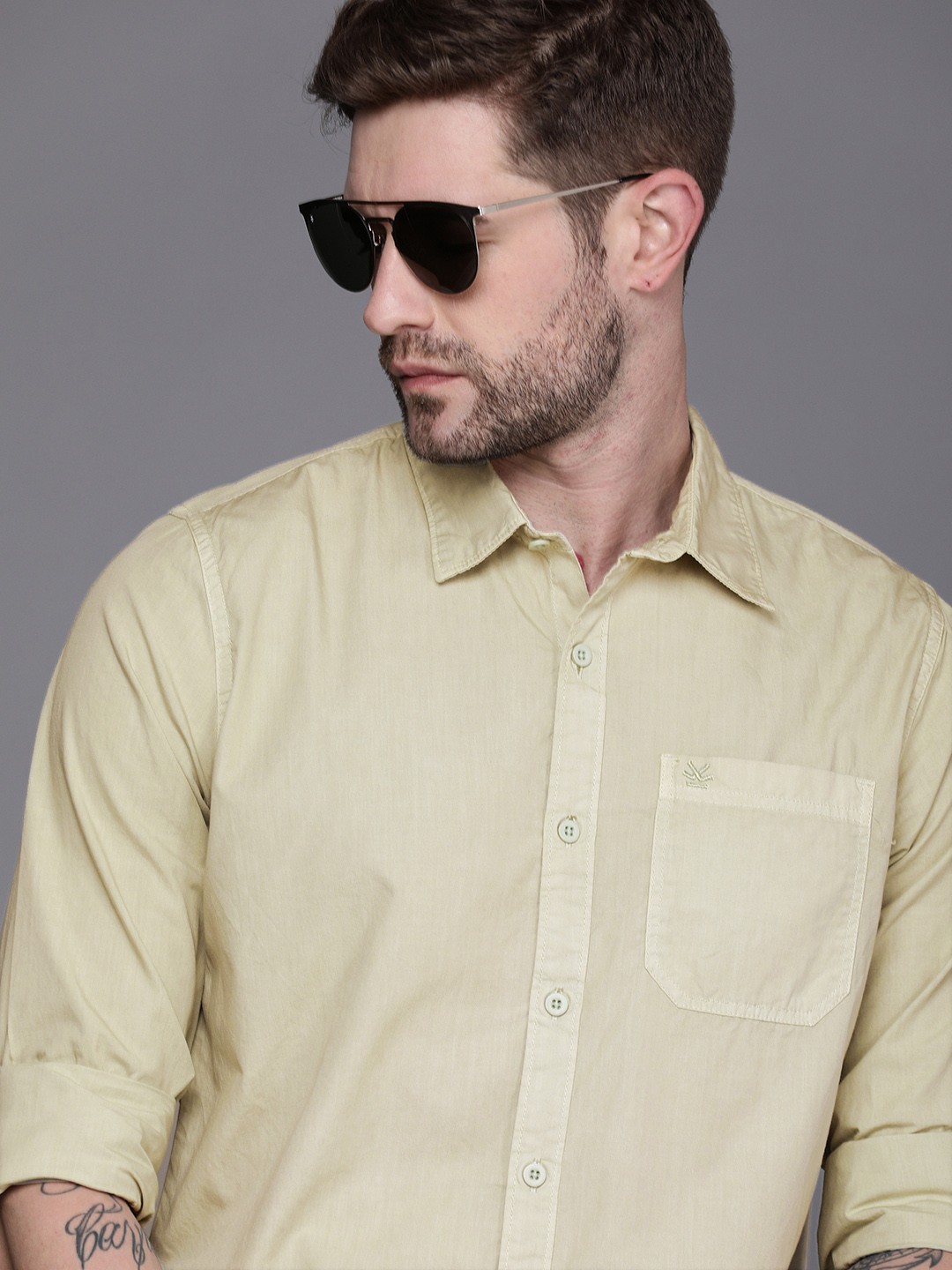 

WROGN Men Beige Opaque Casual Shirt