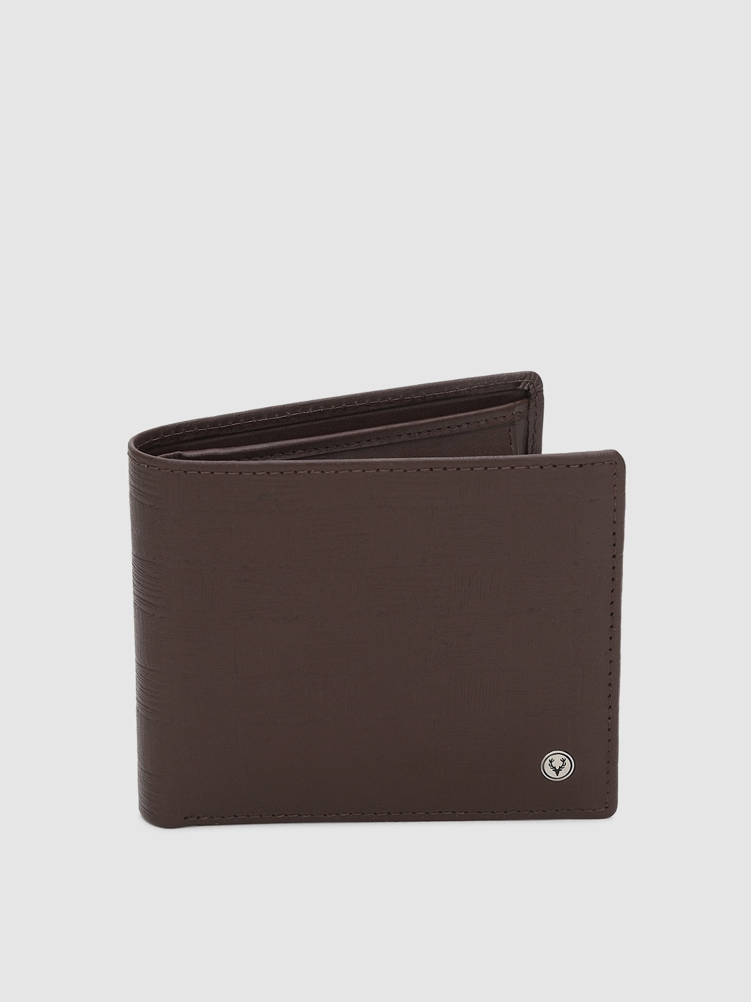 

Allen Solly Men Coffee Brown Self Checked Two Fold Leather Wallet