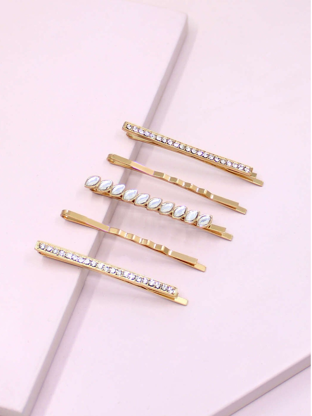 

Runway Ritual Girls Gold-Toned & White Set of 5 Swarovski Embellished Bobby Pins