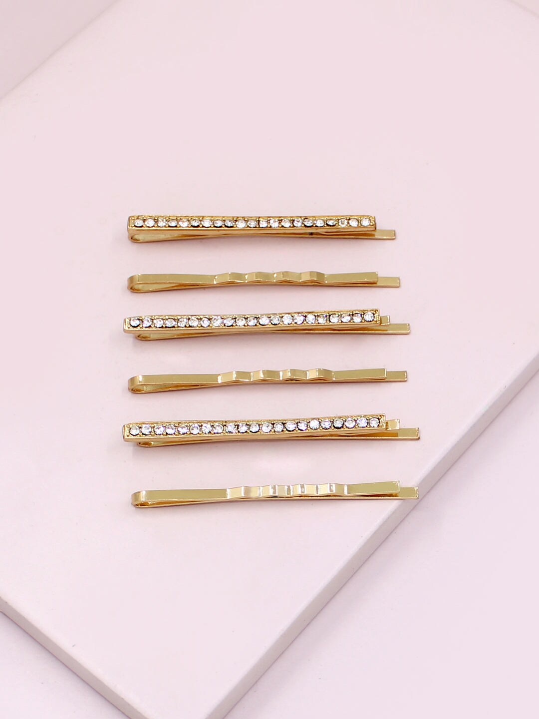 

Runway Ritual Girls Gold-Toned & White Set of 6 Embellished Swarovski Bobby Pins