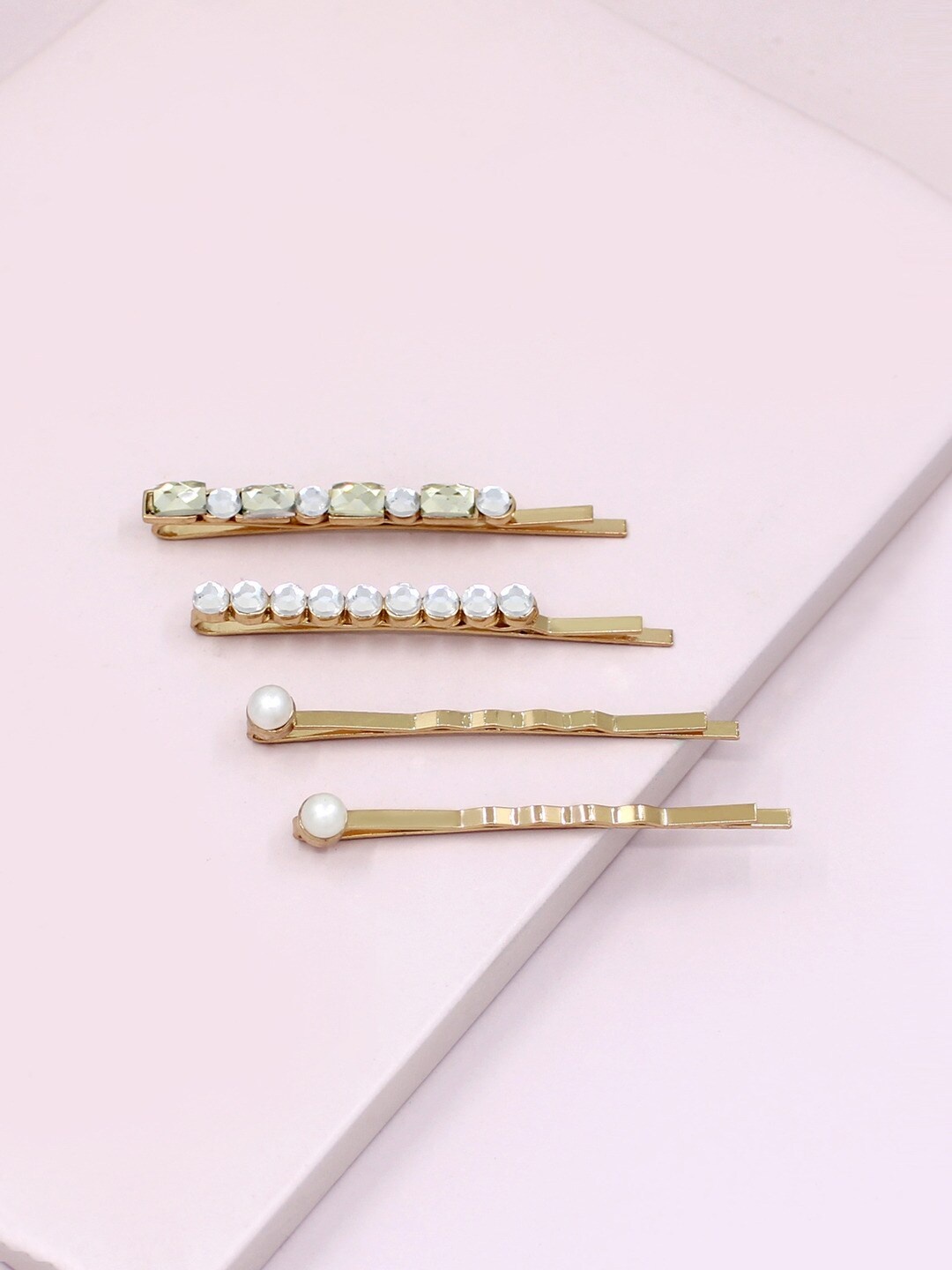 

Runway Ritual Girls Gold-Toned & White Set of 4 Embellished Bobby Pins