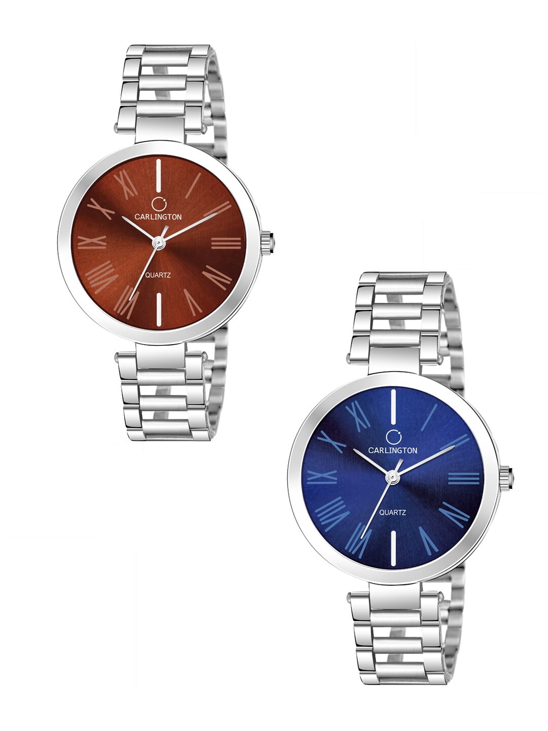 

CARLINGTON Women Set Of 2 Brown & Brown Analogue Watch Combo 112 Brown and 112 Blue