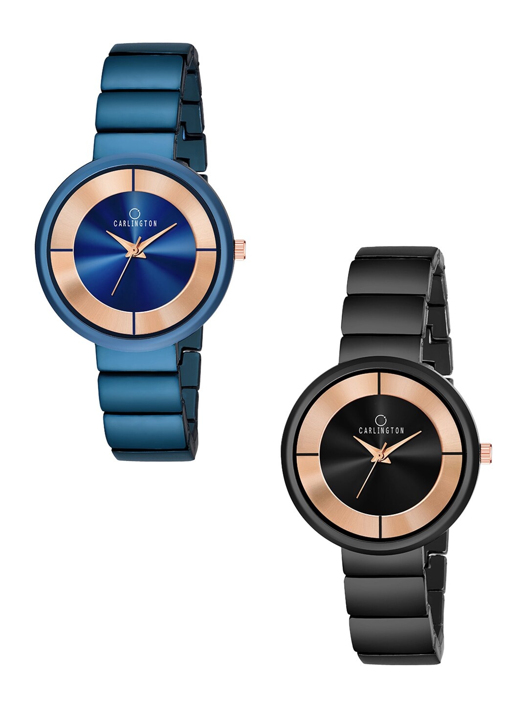 

CARLINGTON Pack of 2 Women Analogue Watch Combo 114 Blue and 114 Black