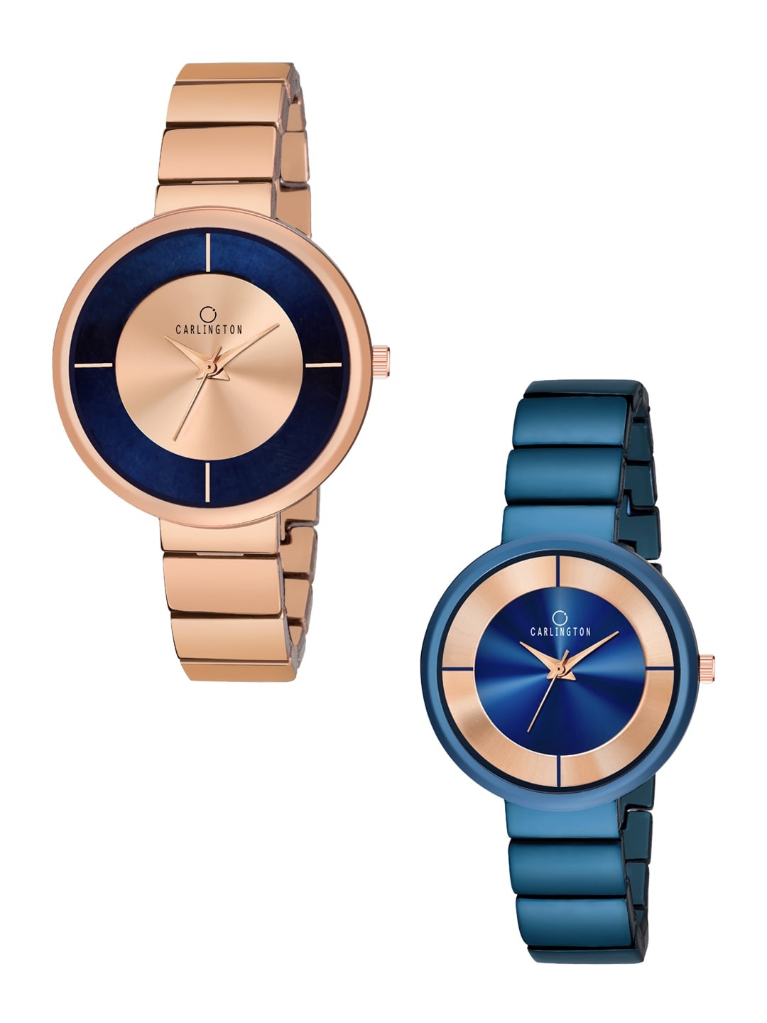 

CARLINGTON Women Set Of 2 Rose Gold & Blue Analogue Watch Combo 114 RoseGold and 114 Blue