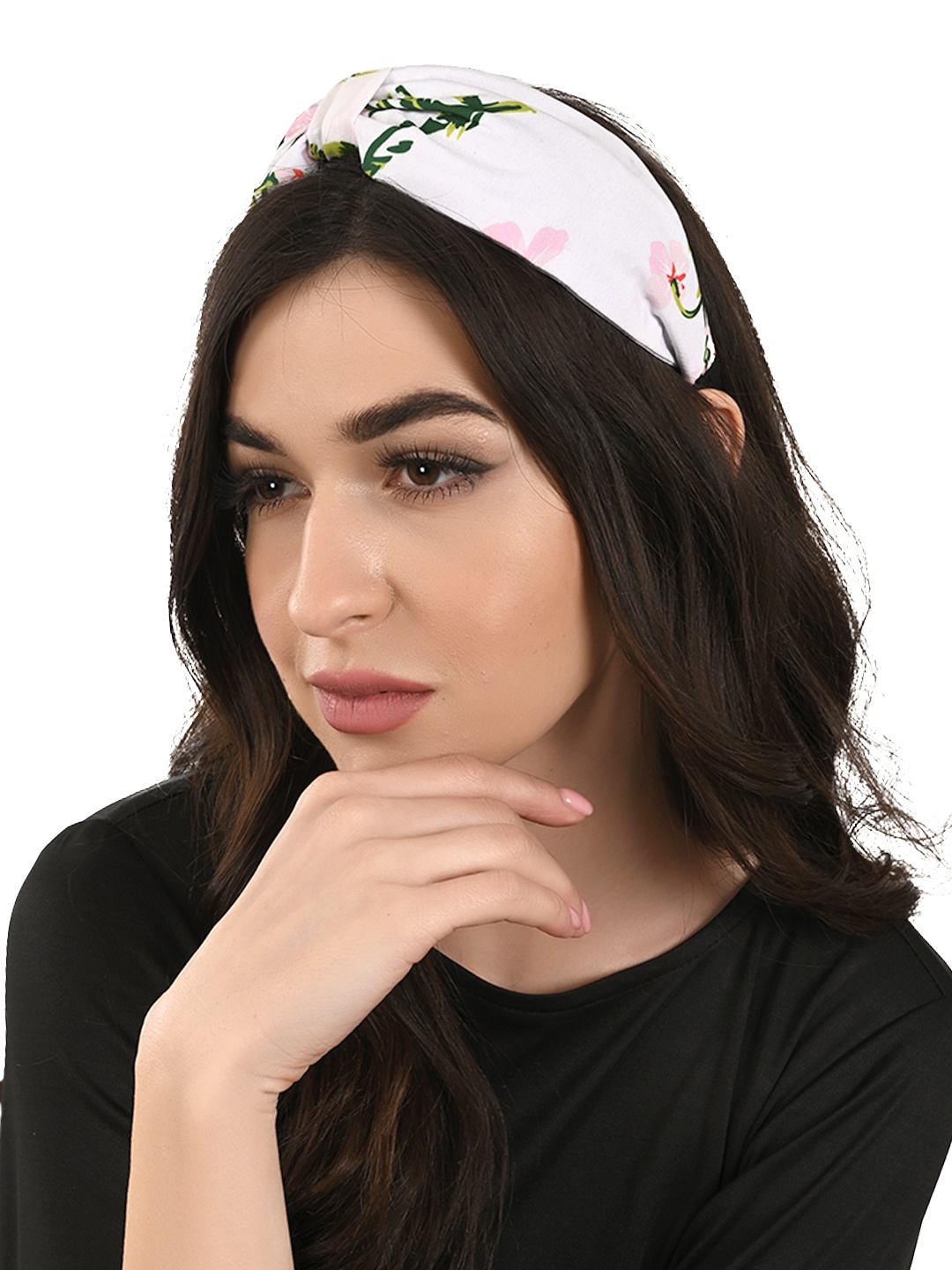 

BuckleUp Women White Knotted Printed Hairband